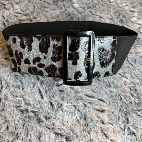 LODIA Black & Blue Animal Print Belt Size Small Medium - Picture 3 of 6